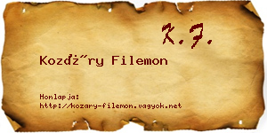 Kozáry Filemon névjegykártya